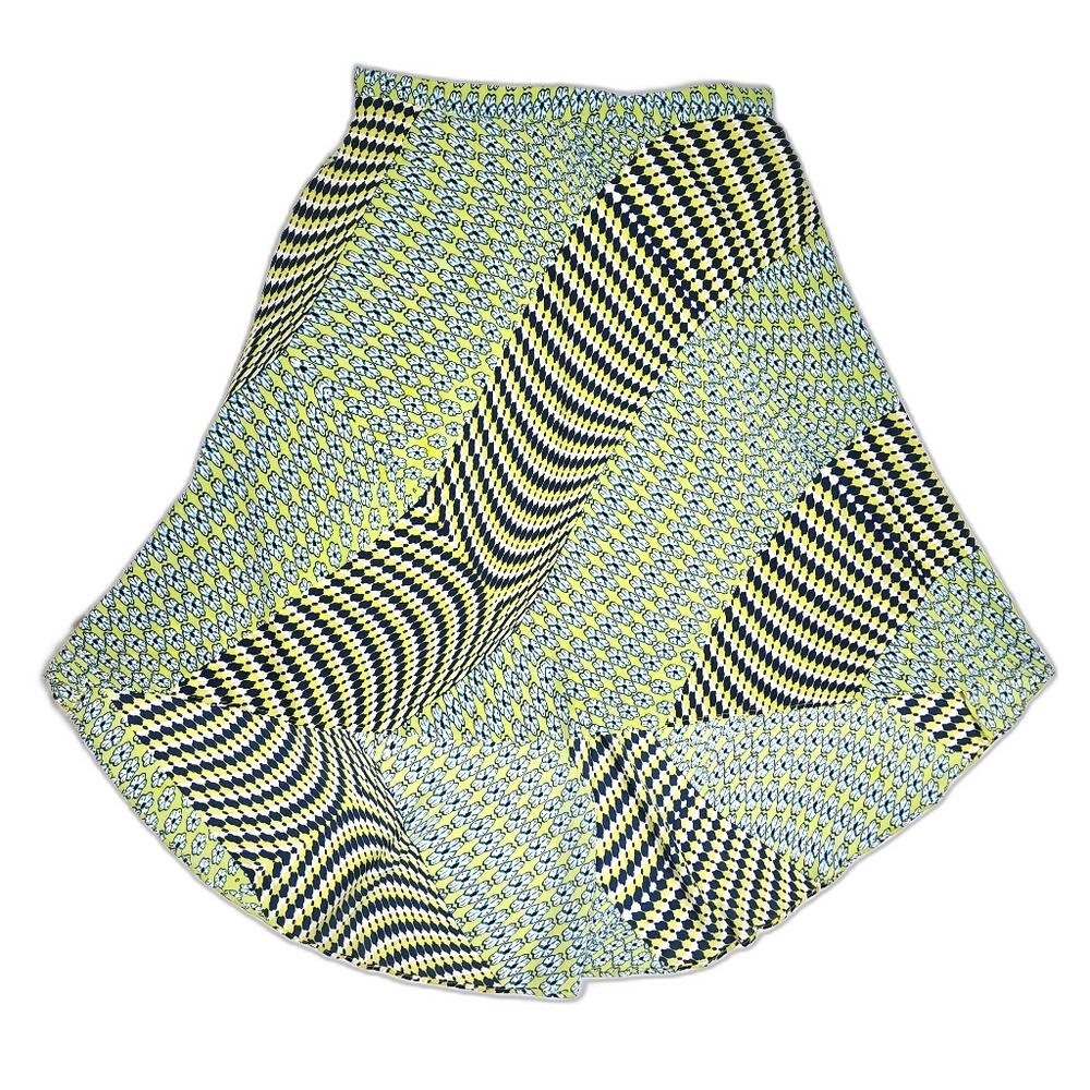 Laundry By Shelli Segal Flowy Skirt Midi Skirt High-low Green Blue Size 12 - Picture 3 of 14